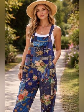Kantha Karma Patchwork Overalls